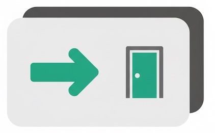 Web page card with an entering arrow symbolizing entrances