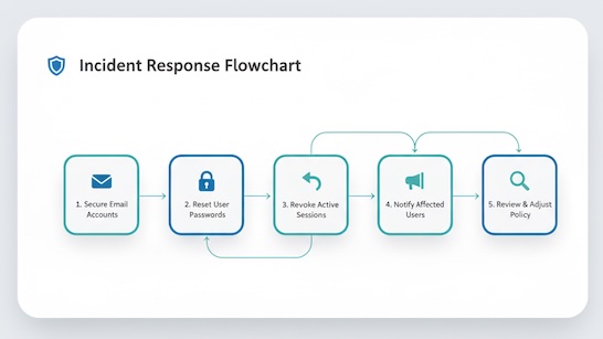 Simple flowchart of steps to recover from a suspected data leak.
