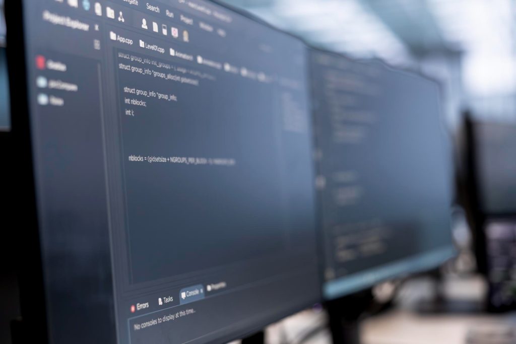 JavaScript SEO code rendering concept on developer monitor