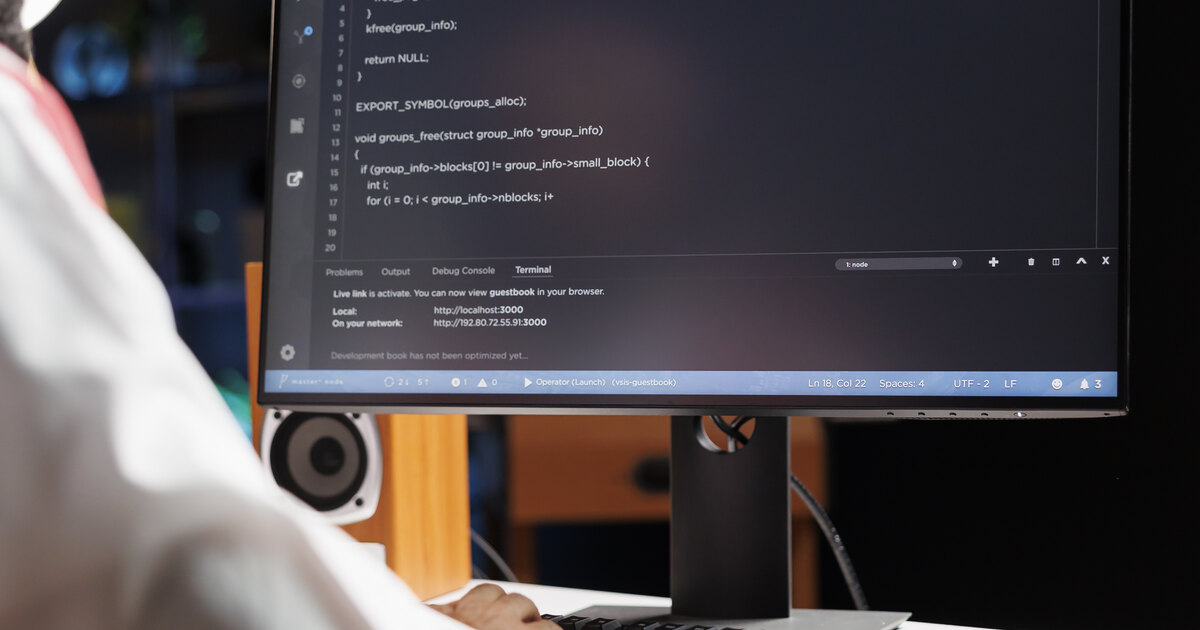 Code editor with terminal panel open, used for command-line log file analysis